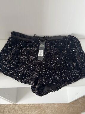 Fashion Nova Black micro Sequin Shorts 1X NWT